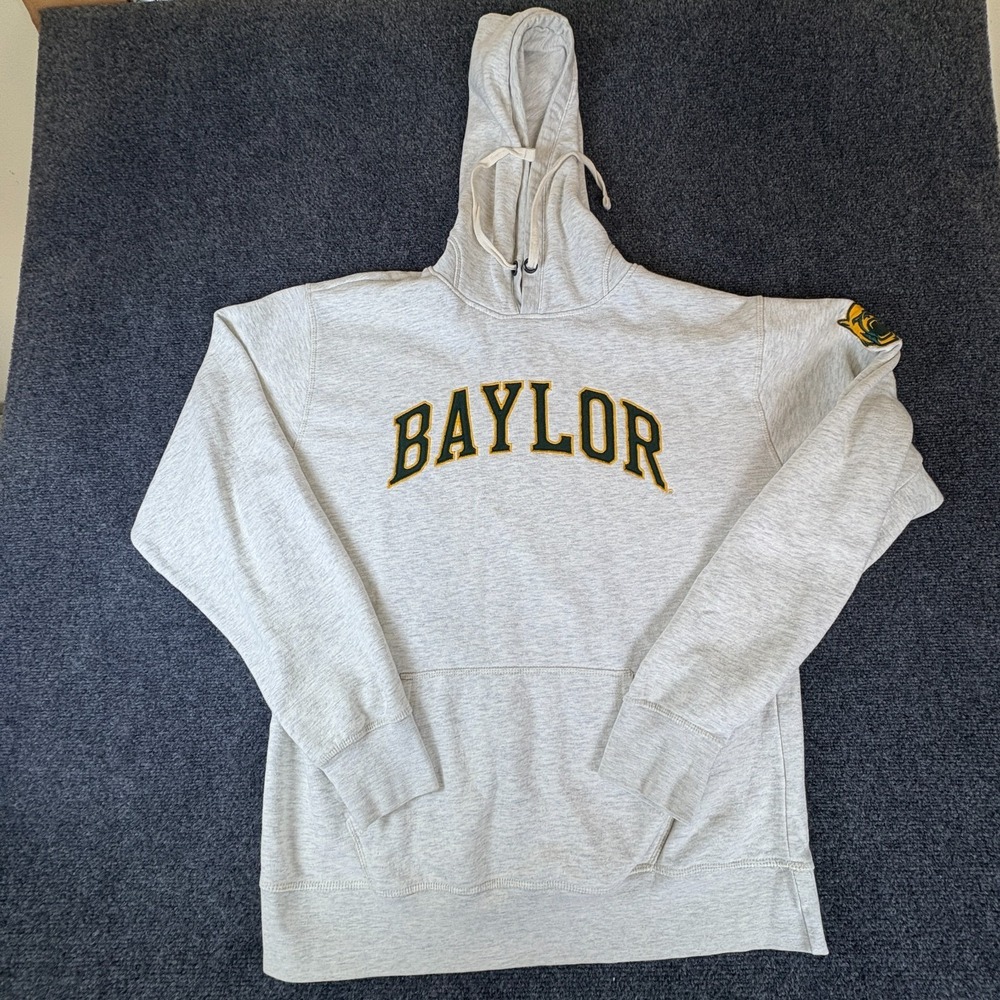 League Baylor Bears NCAA Hoodie‎ Mens XL Heather Gray Embroidered Logo Cotton